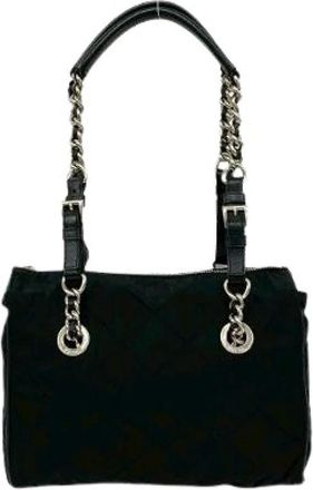 Prada Pre-owned Shoulder Bags, female, Black, Size: ONE SIZE Pre-owned Tessuto Nylon Leather 2way Shoulder Bag