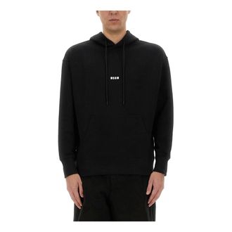 Msgm Hoodies, male, Black, Size: S Felpa Sweatshirt