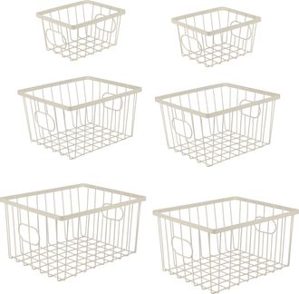 Happimess Camden Vintage Industrial Handmade Wire Metal Nesting Storage Baskets, Almond (Set of 6)