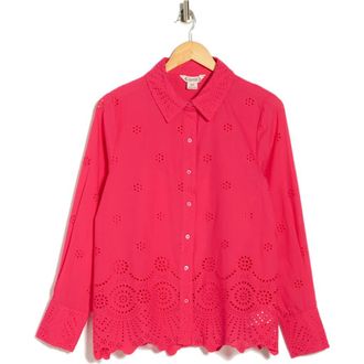 Nanette Lepore Long Sleeve Eyelet Top in Prim Rose Pink at Nordstrom Rack, Size X-Large