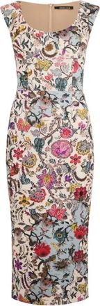 Roberto Cavalli Kokerjurk met Florentijnse bloemenprint - Dames - Feestkleedjes - Veelkleurig - S - Kleedjes