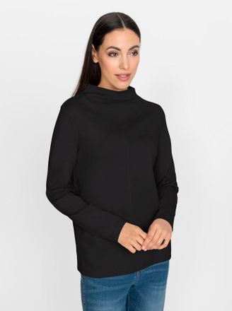 Heine Langarmshirt HEINE Shirt, Damen, Gr. 34, schwarz, 70% Viskose, 25% Polyamid, 5% Elasthan, unifarben, Rundhals, Shirts Langarmshirt