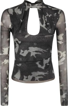 Misbhv Camo Mesh Longsleeve Top - Dames - Longsleeves - Veelkleurig - XS - Tops