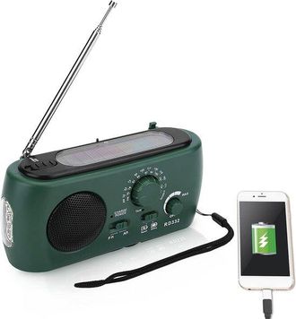 No Brand Radio Solar De Manivela - Radio Am/fm - Cargador De Emergencia Para Tel&eacute;fono - Compacta - Linterna Led - Ideal Para Acampar - Modelo 1393c64b