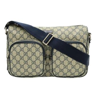 Gucci Pre-owned GG Supreme PVC Coated Canvas Leather Shoulder Bag - Heren - Vintage Schoudertas - Beige - ONE Size - Vintage