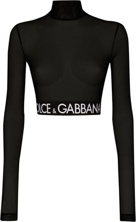 Dolce & Gabbana roll-neck tulle top - women - Elastane/Nylon - 44 - Black