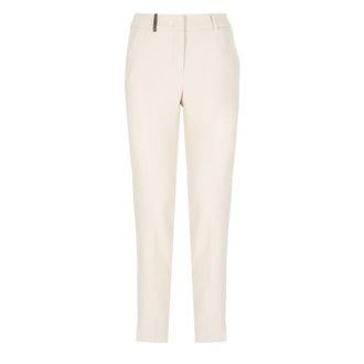 PESERICO Ivoor Broek met Riemlussen - Dames - Broeken - Beige - Maat: XS Zijde