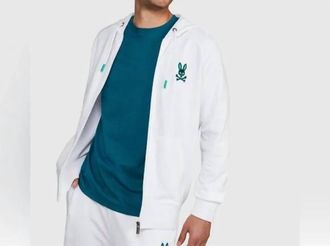 Psycho Bunny Bennett Full Zip Hoodie In White