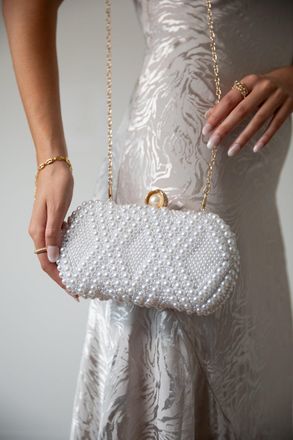 SVNX Womens White beaded clutch bag - One Size