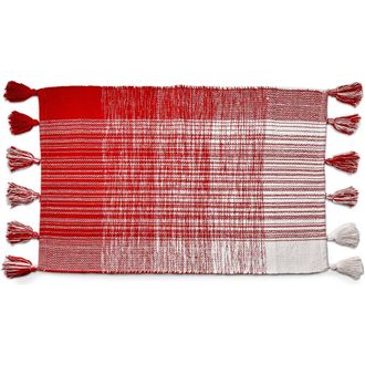 Tag Tassel Plaid Doormat Stylish Home Entryway Rug in Red at Nordstrom, Size Medium