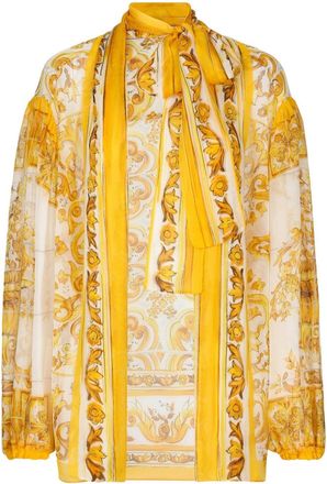 Dolce & Gabbana Majolica-print silk blouse - women - Silk - 36 - Yellow