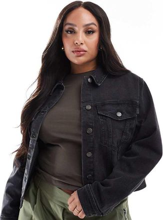 Asos Curve ASOS DESIGN Curve denim western jacket in washed black