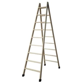 cofan Escalera Madera Doble 9 Pelda&ntilde;os 2,40 M, Escaleras Dobles De Madera Con Una Estructura Robusta, Disponibles En Diferentes Tama&ntilde;os (3+3, 4+4, 5+5, 6+6,