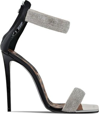 Philipp Plein 120mm crystal-embellished leather sandals - women - Calf Leather/Calf Leather/Calf Leather - 36 - Black