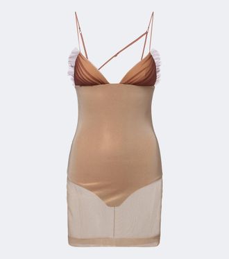 Nensi Dojaka Vestido corto de tul semitransparente