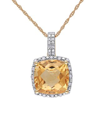 Rina Limor 10K 4.10 Ct. Tw. Diamond & Citrine Pendant Necklace