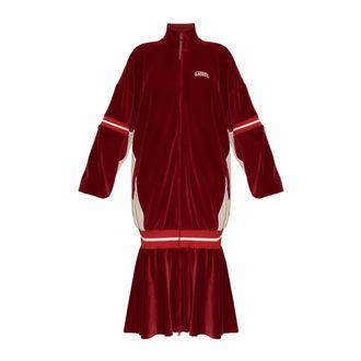 Lacoste Velours jurk met logo - Dames - Jurken - Rood - Maat: Xs/S Velours