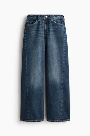 H&M Wide High Waist Jeans in Dark Denim Blue at Nordstrom, Size 10