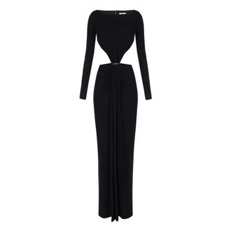 Elisabetta Franchi Red carpet-jurk van jerseystof met cut-outs - Dames - Jurken - Zwart - Maat: 2XL Jersey