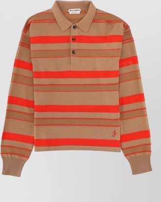 J.W.Anderson polo shirt logo ribbed cuffs stripe pattern