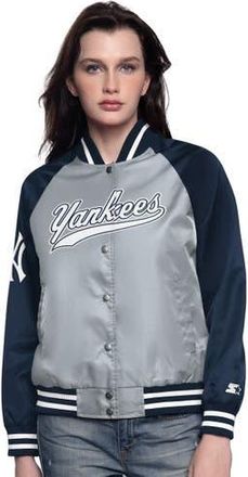 Starter Womens Starter Gray/Navy New York Yankees Home Run Full-Snap Varsity Jacket at Nordstrom, Size X-Large