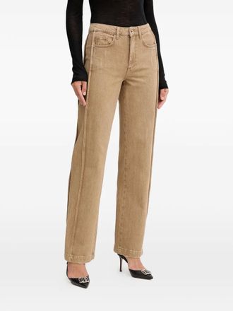 Patrizia Pepe Jeans met logo applicatie - Beige