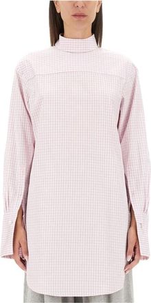 Dries Van Noten High Neck Shirt - Dames - Blouses - Roze - S - Katoen - Overhemden
