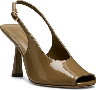 Stuart Weitzman Val Slingback 85 Sandal in Golden Olive at Nordstrom, Size 7.5