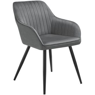 TecTake Silla de comedor con aspecto de terciopelo y acolchada gris/negro