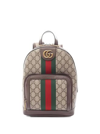 Gucci 20s Ophidia canvas backpack - women - Canvas/Calf Leather - One Size - Neutrals