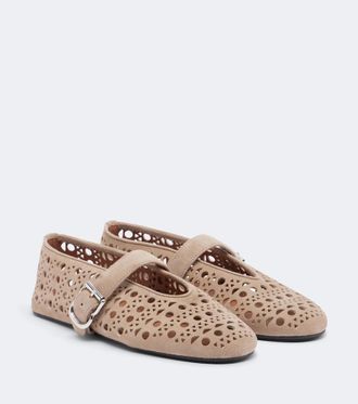 Alaia Ala&iuml;a Vienne suede Mary Jane flats