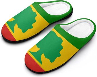 Generic Flag of The Oromo Mens Soft Cotton Slippers with Memory Foam Anti-skid House Shoes for Travel Indoor Outdoor