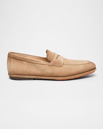 Santoni Men & apos;s Carlo Burnished Suede Driving Shoes