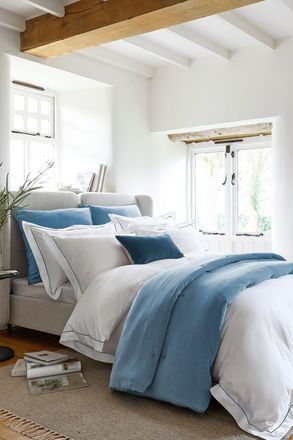 Christy Premium Sateen Satin Soft Duvet Cover Sets in Blue | Size: Super King