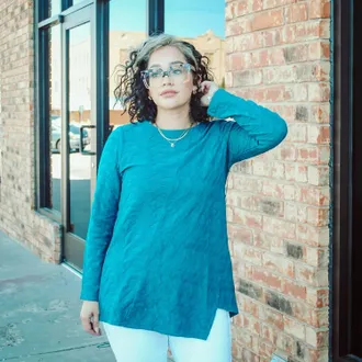 Habitat Waterfall Tunic Top In Teal
