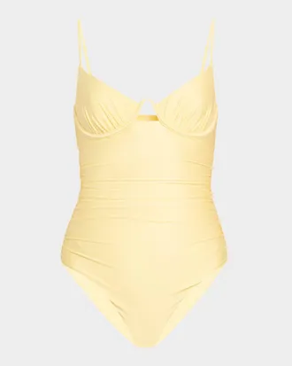SIMKHAI Laine Ruched Underwire One-Piece Swimsuit