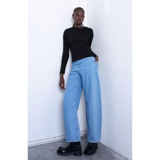 Topshop Everyday Long Sleeve Cotton T-Shirt in Black at Nordstrom, Size X-Small