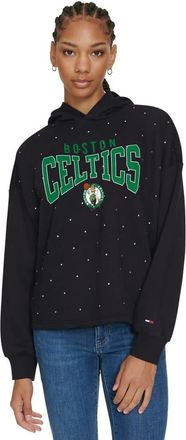 Tommy Jeans Womens Tommy Jeans Black Boston Celtics Stella Cropped Pullover Hoodie in Green at Nordstrom, Size Small