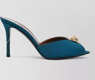 Giuseppe Zanotti leather crystal-embellished peep-toe stiletto-heel mules