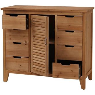 Hhg C&oacute;moda De Farmacia Hhg-291, Armario Con Compartimentos Y Cajones, Aspecto Vintage Desgastado Tipo Contraventana 80 X 91 X 40 Cm, Cuerpo Natural