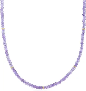 The Lovery Pink Amethyst Bead Necklace