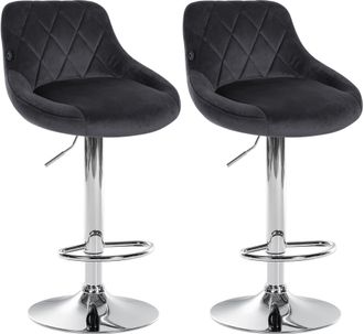 Clp Clp - Set De 2 Taburetes Lazio En Terciopelo Gris Oscuro Cromado