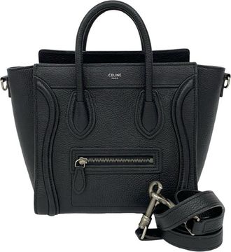 Celine Black Leather Handbag Shoulder Bag Tote Bag (Pre-Owned)