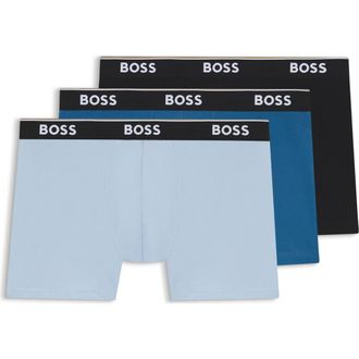 BOSS Assorted 3-Pack Power Stretch Cotton Boxer Briefs in Open Blue at Nordstrom, Size Xx-Large
