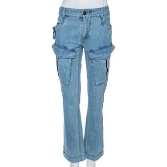 Roberto Cavalli Indigo Light Wash Denim Cargo Jeans S