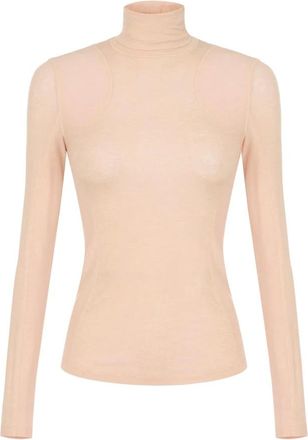 Elisabetta Franchi Truien & Vesten, Dames, Beige, XS, Wol, Lichtgewicht Jersey Turtleneck