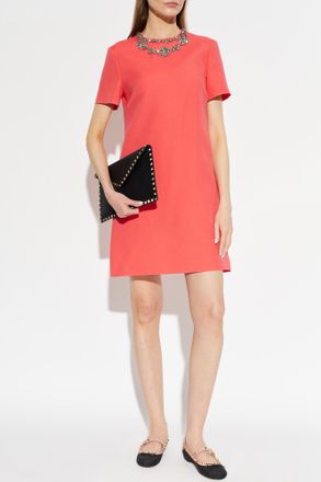 Valentino Garavani Dress With Shimmering Crystals At The Neckline, Womens, Pink
