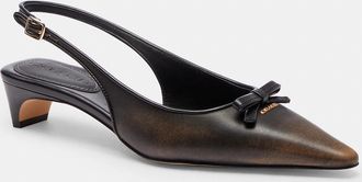 Coach Bow Slingback Heel In Loved Leather