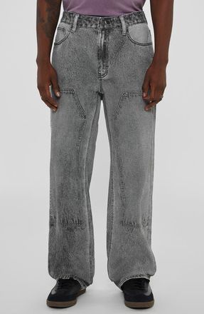 Guess Photorealistic Baggy Faux Denim Pants in Black at Nordstrom, Size 30 X 32