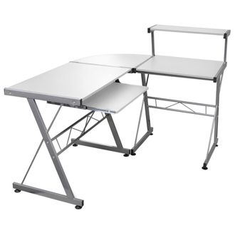 Berkfield Home Corner Computer Desk White 132x112x99 cm Engineered Wood | Size: 132 x 112 x 99 cm